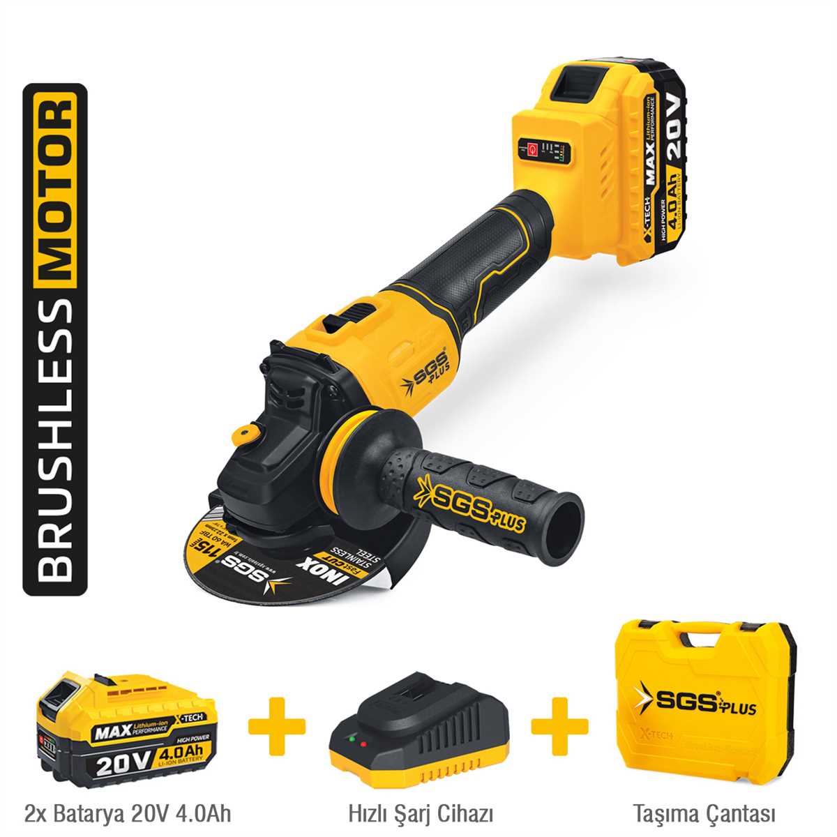 AKÜLÜ AVUÇ TAŞLAMA MAKİNASI SETİ 20V 2*4.0Ah (KÖMÜRSÜZ MOTOR)